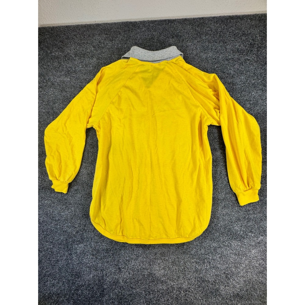 Vintage Lerner Woman Yellow Snap Front Long Sleeve Shirt Grey Collar Small - Picture 2 of 5
